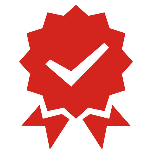 Cartoon badge with checkmark