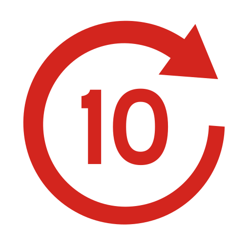 Cartoon number 10 in circle with arrow