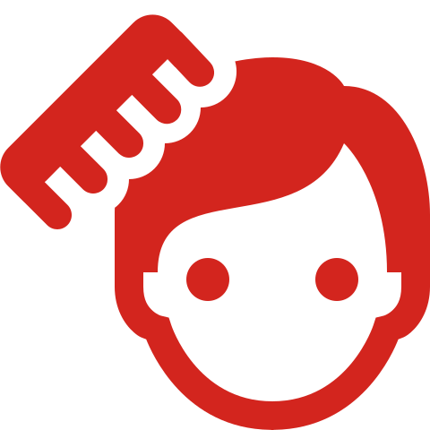 Cartoon person with comb brushing hair