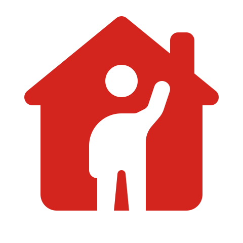 Cartoon person in house
